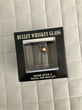 Bullet Whiskey Glass - Clear Glass with Copper Bullet Accent